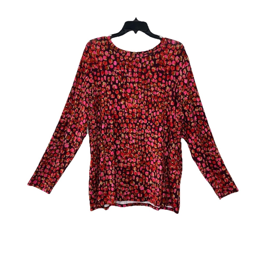 Chico's Touch of Cool‎ Spots Layering Long Sleeve Size 4 U.S XXL Deep Raisin